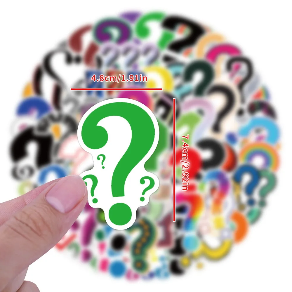 60/120Pcs Cartoon Question Mark Stickers Luggage Case Helmet Guitar Bottle Refrigerator Laptop Inn Sticker Wholesale 2024