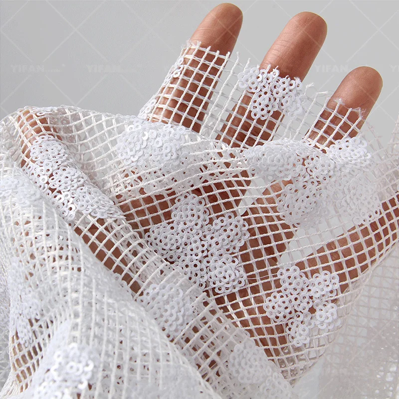 

Новая сетка с блестками, вышивка цветком сливы, ткань для вышивки блестками, кружевная ткань для вышивки, свадебное платье, ткань для украшения платья