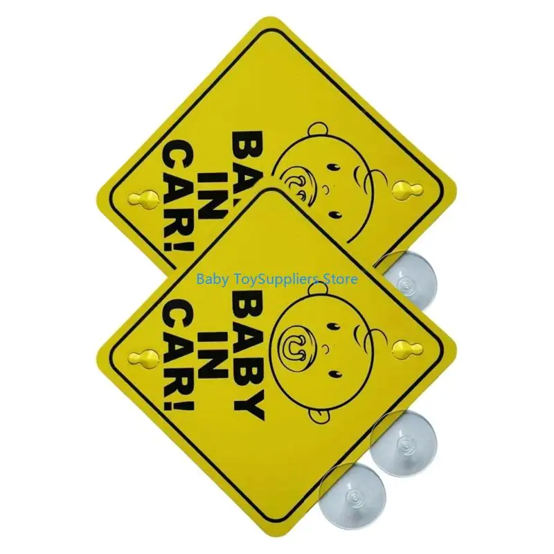 R1WF 2 قطعة ملصق سيارة أطفال عاكس قابل للإزالة مقاوم للماء تصميم علامة تحذير سلامة السيارة للسفر العائلي الليلي #4