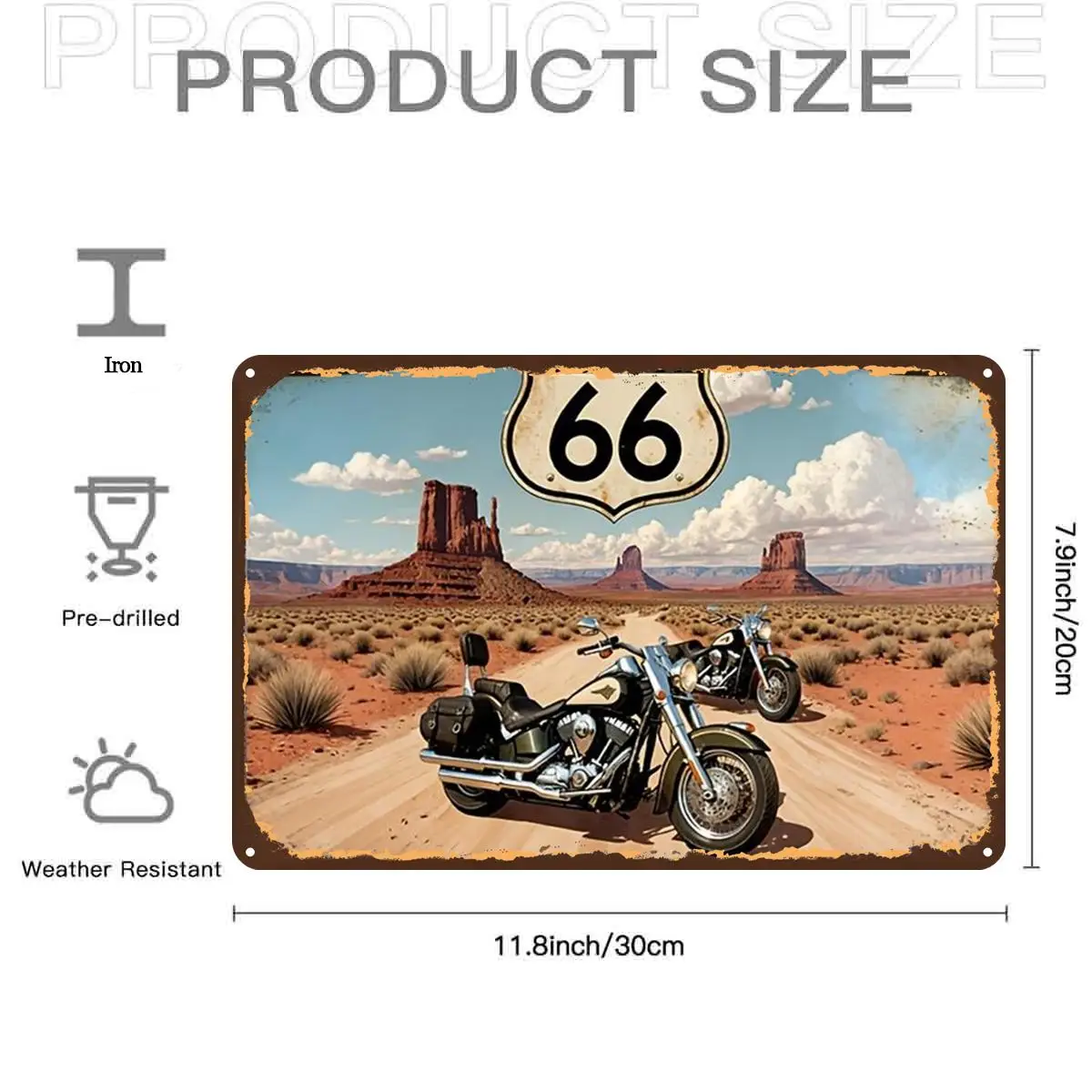 1pc,RetroRoute 66 Motorcycle Road Trip SignMetal  Sign, Suitable for Indoor, Garden,Outdoor, Home, Office, Toilet Decoration
