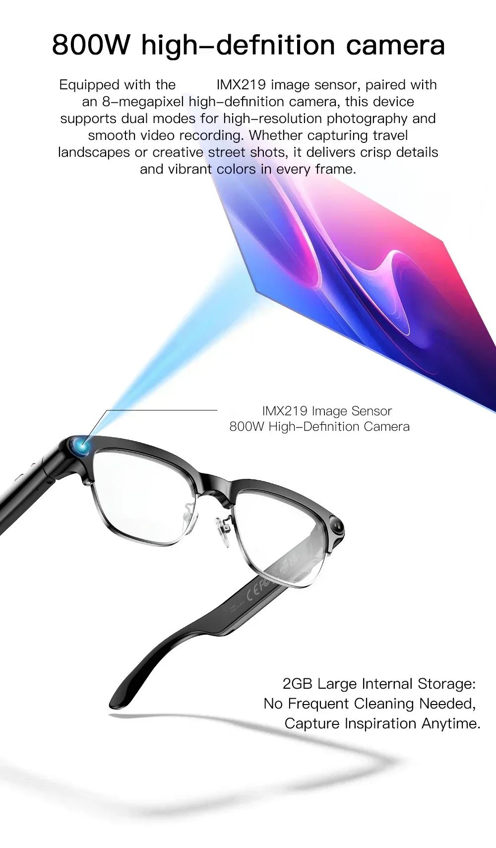 Neue KI-Videoaufnahme-Smartbrille mit Echtzeit-Übersetzung, 800W HD-Kamera, KI-Sprachassistent, Aufnahmefunktion und Dual-Lautsprechern – Sonnenbrille – Detail 3