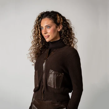 AP AW26 Women Leather Skirt and Leather Patch Cardigan Fashion Style 4 AP AW26 Women Leather Skirt and Leather Patch Cardigan Fashion Style 4