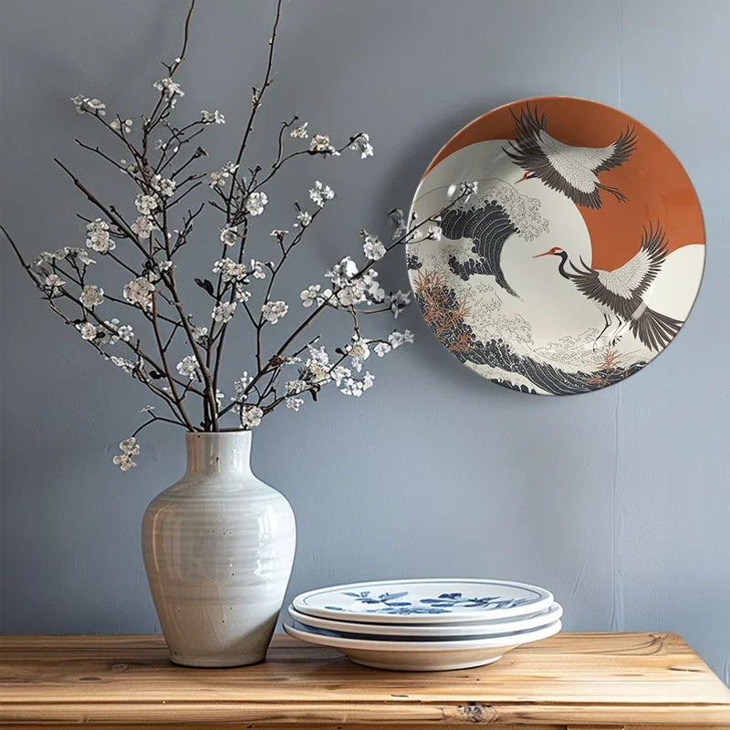 1pc Hand-Painted Ceramic Decorative Plate - Vintage Art Wall Hanging Decor - High-End Underglaze Craftsmanship - Ideal for