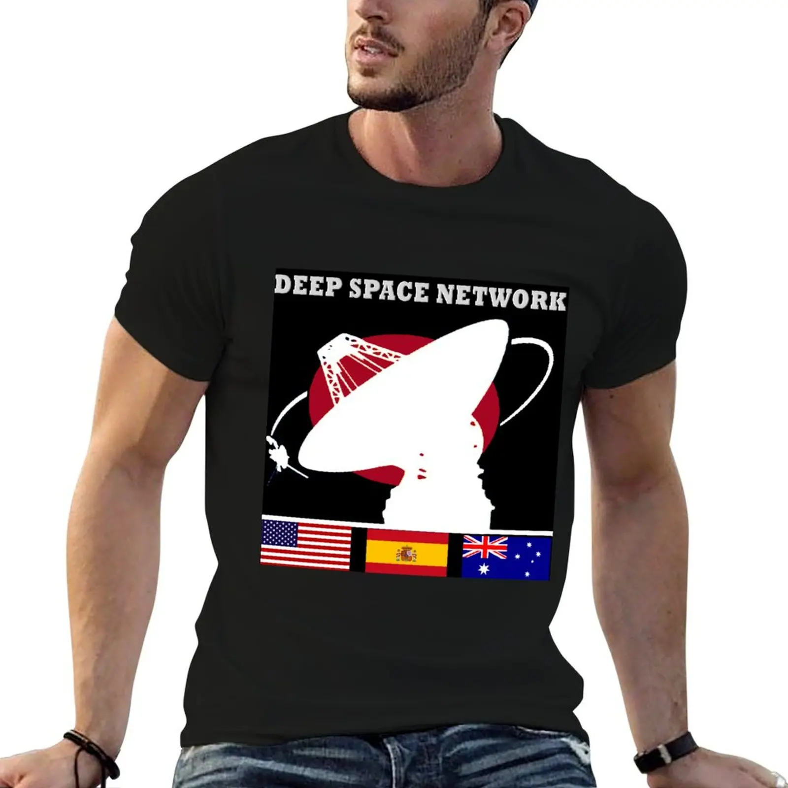 تي شيرت بشعار شبكة الفضاء العميق تي شيرت رجالي صيفي قطن تي شيرت حزمة رجل تي شيرت فاخر تي شيرت #4