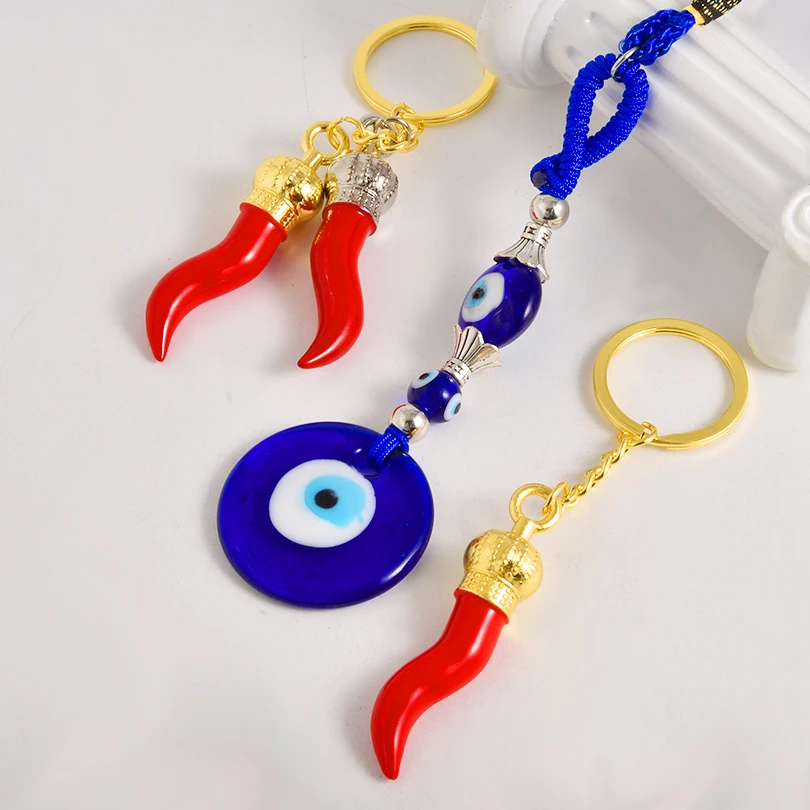 1Pc Creative Korean Styles Women Vegetable Lucky Horn Chilli Pendant Keychain Italian Cornicello Red Pepper Men Trinkets Jewelry - view 5