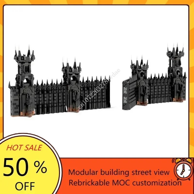 

3580 деталей, черные модульные ворота, креативная модель уличной сцены MOC, индивидуальные пазлы, архитектурные DIY-конструкторы, развивающие сборные модели, игрушки, подарки