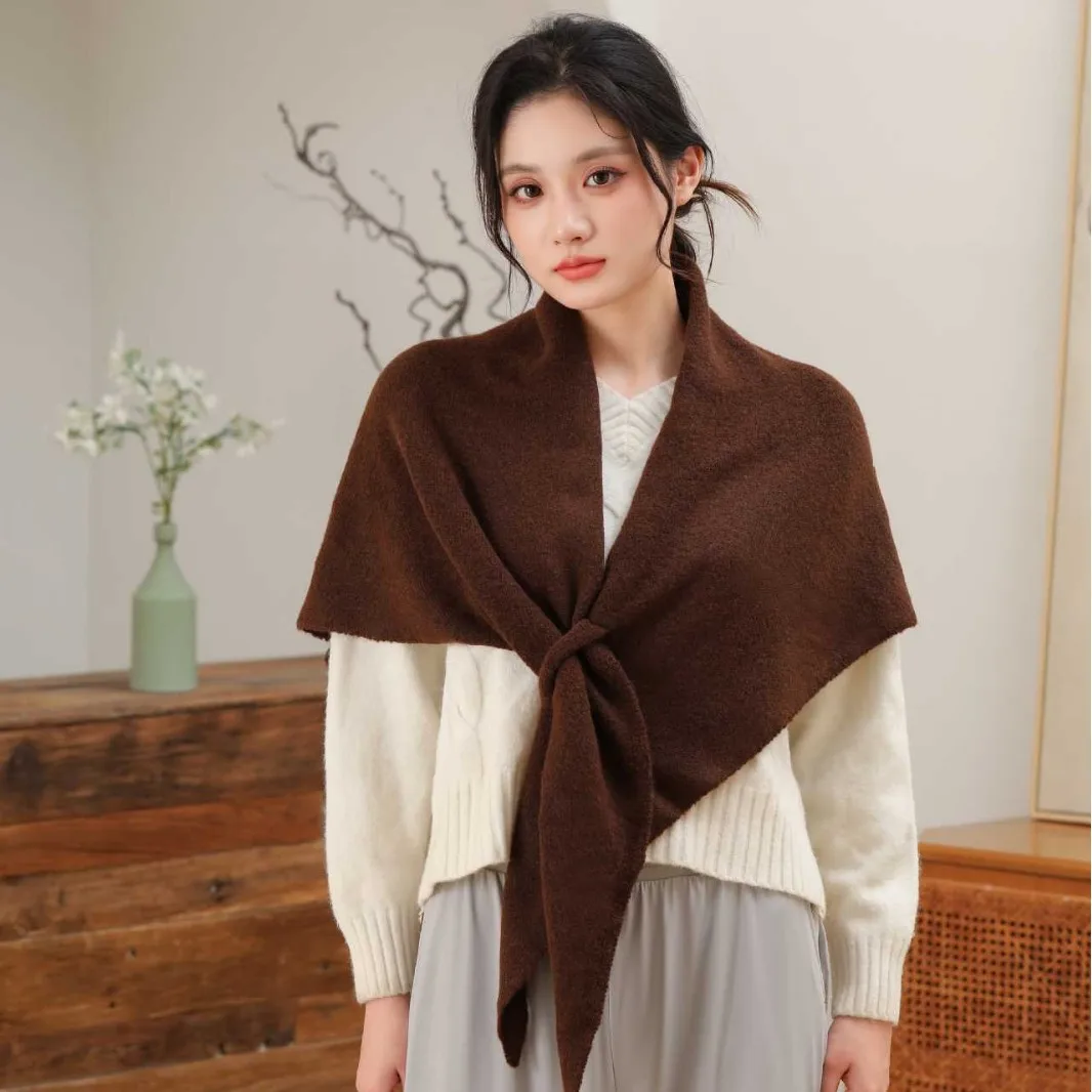 

Fashion Solid Color Knitted Cross Shawl - Autumn Winter Versatile Outer Wear for Air Conditioned Room