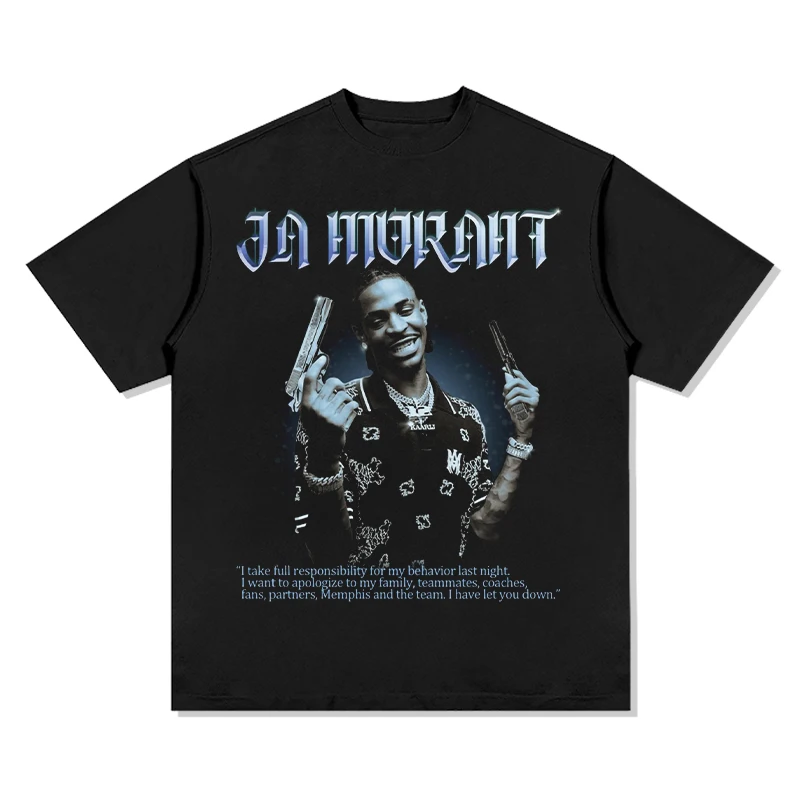 High Street T-shirt Mens Sports Basketball Star Worn Heavy Duty Washed Oldschool Loose Short Sleeve Cotton Oversize Unisex Tops
