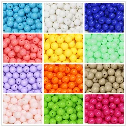 Candy Color Acrylic Round Beads 6mm 8mm 10mm Loose Balls Spacer beads for needlework & Jewelry Making