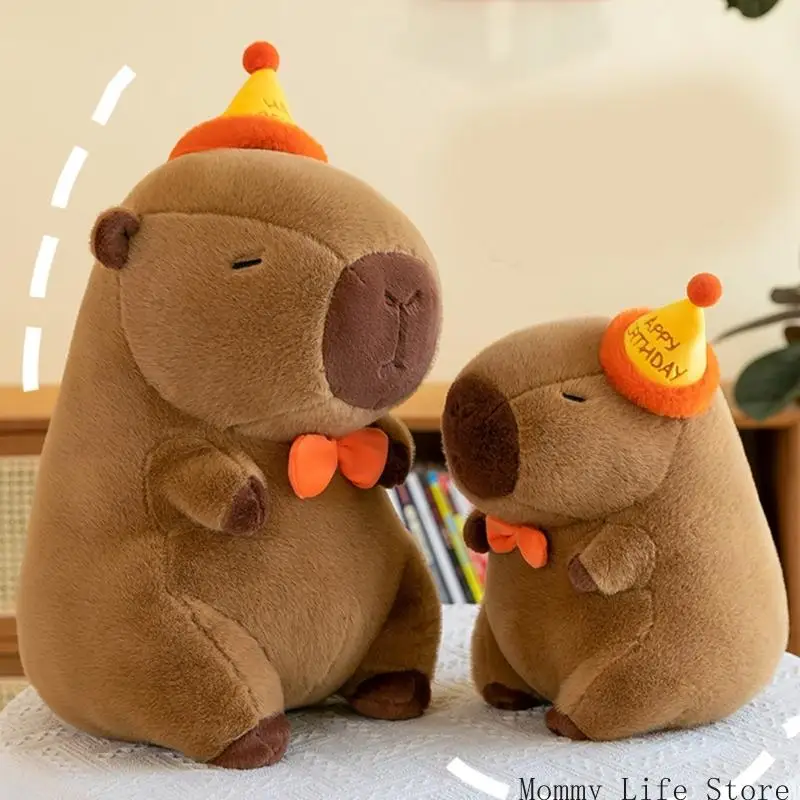 Cartoon peluche giocattolo kapybara con cappello compleanno calmante lenitivo giocattolo abbraccioso giocattolo per adulti e