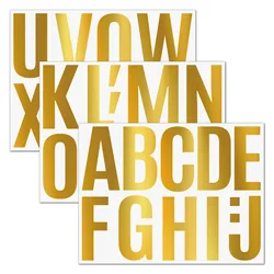 3Pcs 4 inches Alphabet Style Golden Graffiti Stickers: Decorate Suitcase, books，Waterproof for Multiple Occasions Stickers Gifts