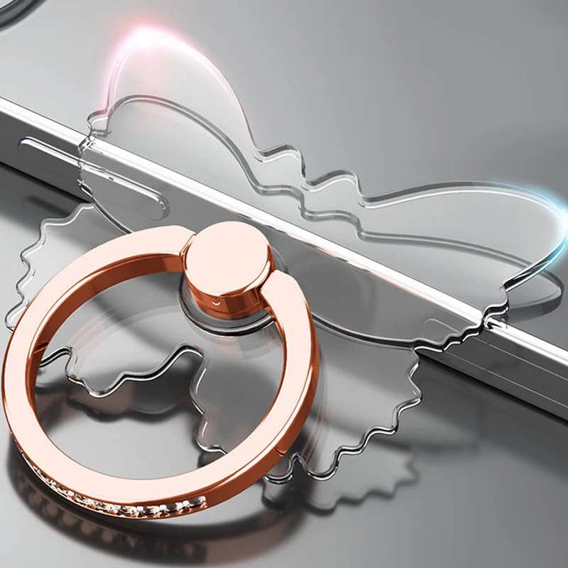 Transparenter Luxus-Schmetterlings-Fingerring-Handyhalter für iPhone 15, Smartphone-Aufkleber, Ständer, Zubehör, faltbare Unterstützung – Detail 4