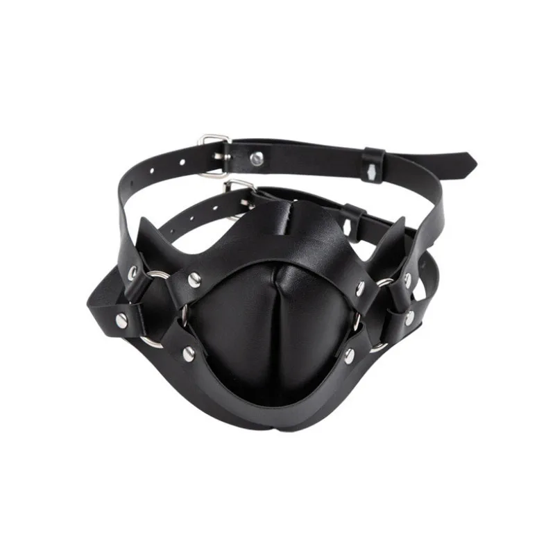 Adjustable Punk PU Leather Face Harness With Rivet O-ring Gothic Decorative Mask Couple Cosplay Party Games Costume Accessory