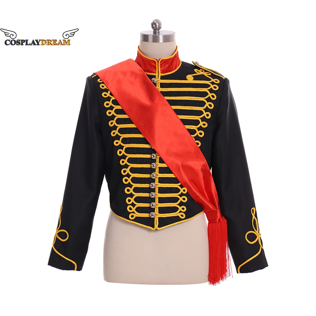 

Military Parade Jacket Black and Gold Soldier Jacket Coat Officer Uniform Coat Adult Men's Halloween Carnival Cosplay Costume