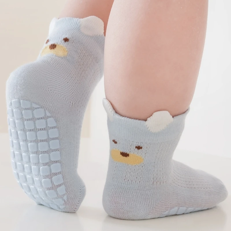 Y4UD Baby Floor Ankle Socks 5 Pairs, Low Cut Toddler Indoor Socks with Cartoon Patterns for Crawling and Home Walking