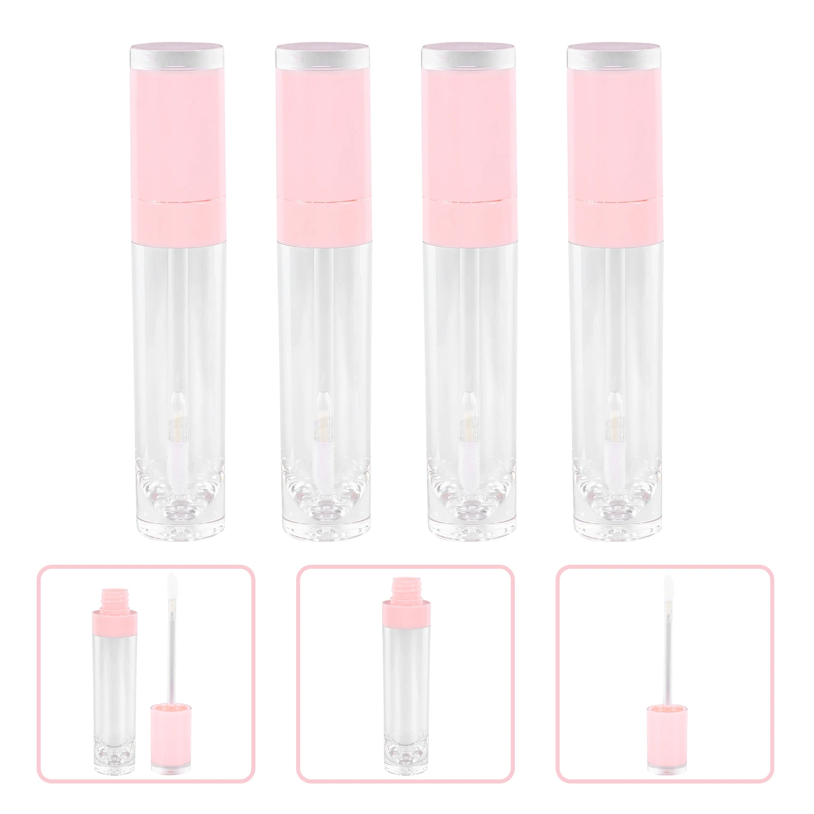 

4 Pcs Pink Empty Lip Gloss Tubes Lightweight Portable Travel Size Plastic DIY Containers for Lip Oil