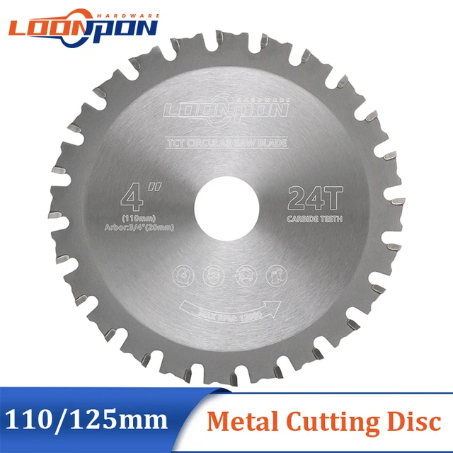Loonpon 110/125mm tarcza do cięcia metalu brzeszczot do piły tarczowej 24/30 zębów do żelaza stalowa tarcza do cięcia metalu narzędzia ostrza ostrza