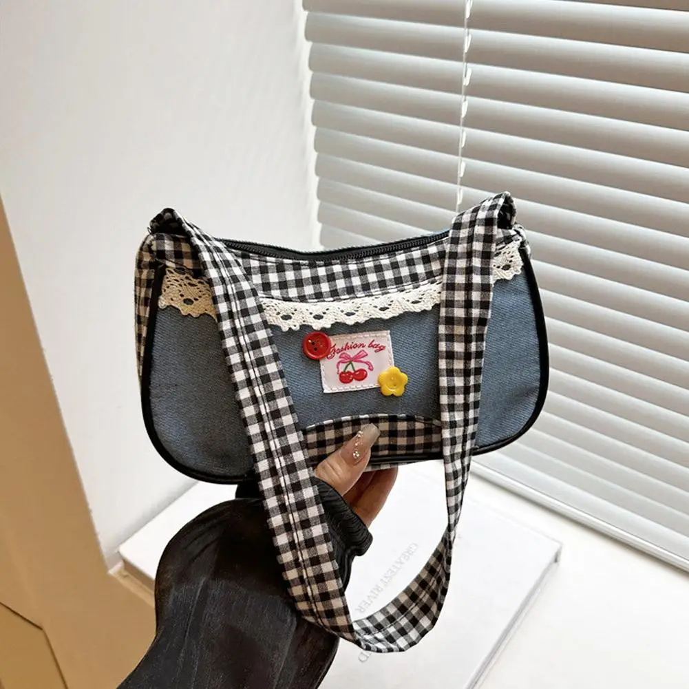 

Fashionable Cute Denim Underarm Bag Gentle Temperament Small Square Bag Trendy Versatile Shoulder Bag