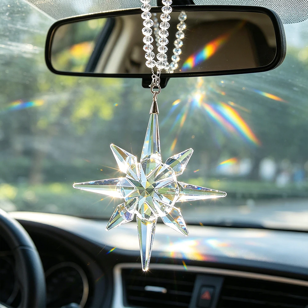 8-Punkt-Nordstern Mehrfach Facettierter Kristall Hängender Schmuck Auto-Rückspiegel Regenbogen-Prisma Sonnenfänger Fenster-Deko Anhänger Geschenk – Detail 5