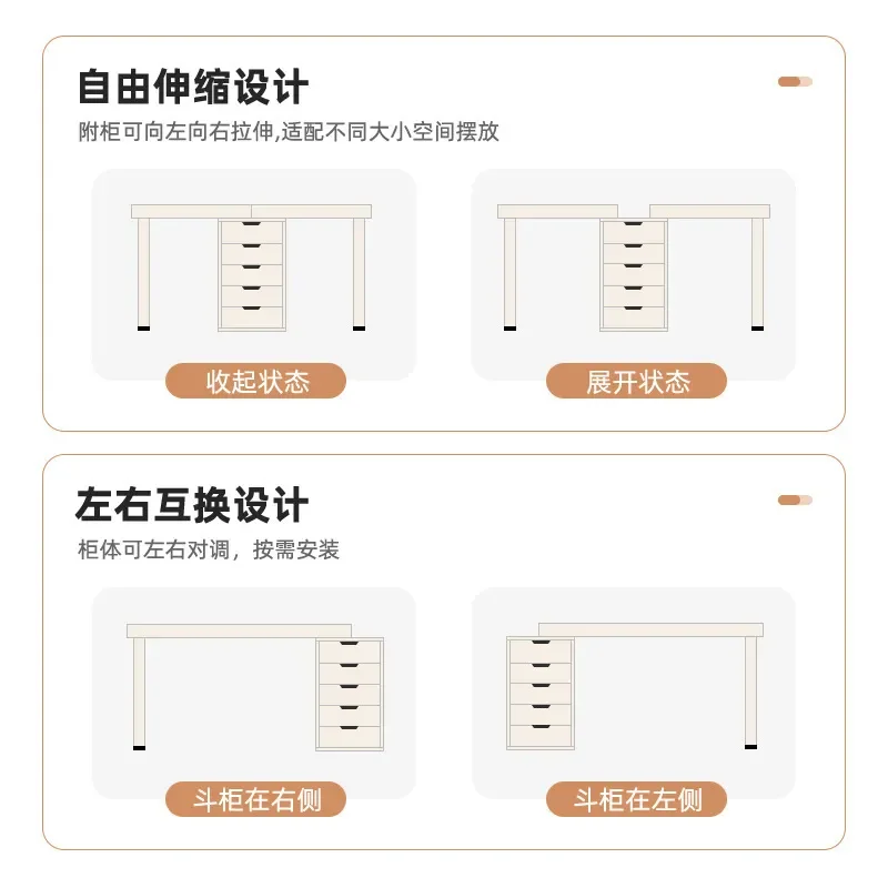 Light Luxury Modern Double Computer Desk Home Office Study Writing Table Workbench for Bedroom