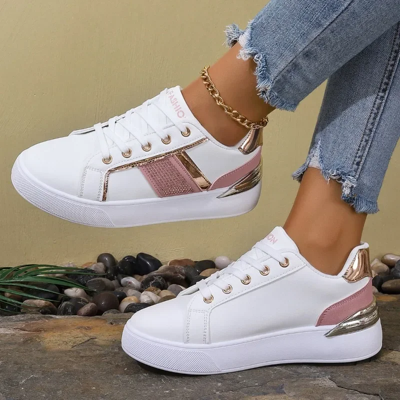 Luxury Sports Shoes 2024 Autumn Simple Low Top Women's Vulcanized Shoes Round Toe White Casual Sports Shoes Zapatillas Deporte