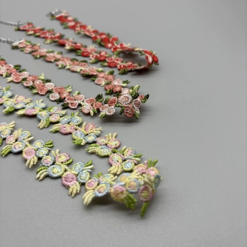 Y2K الدانتيل والتطريز الزهور قلادة للنساء الفتيات نوعية جيدة الحلو أنيقة المختنق طوق تصميم رومانسي التبعي