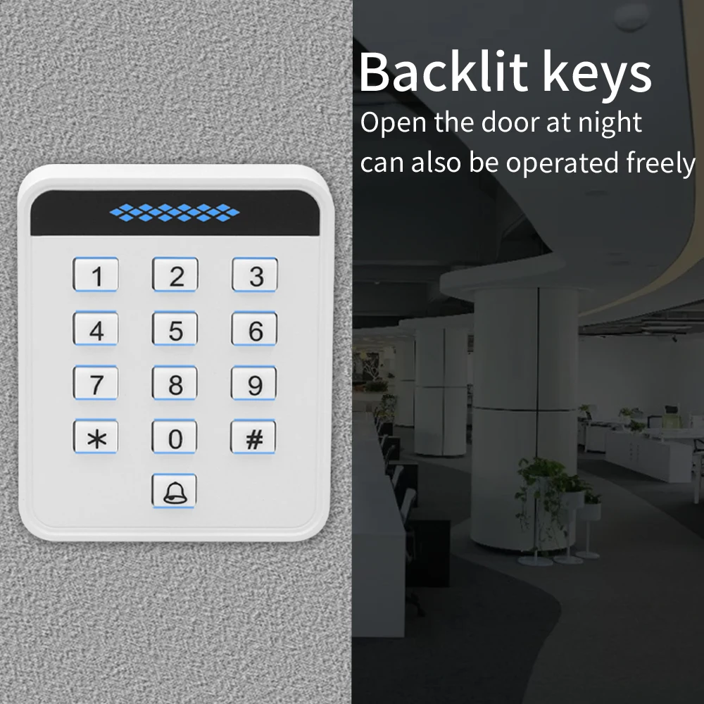 

Waterproof Standalone Backlit 1000 User Simple Version Access Control Keypad Password 125KHz 13.56MHz Proximity Card Door Opener