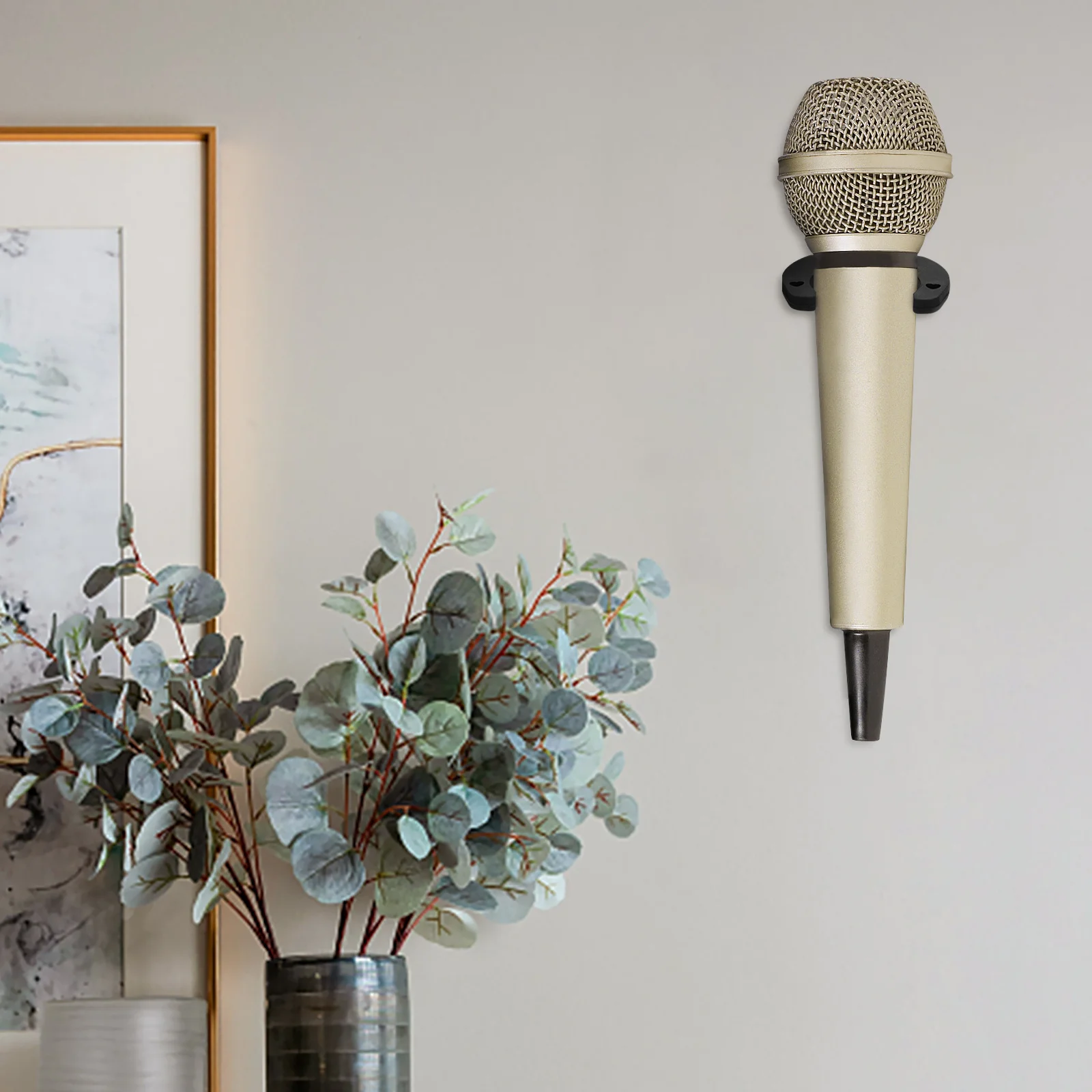 

4Pcs Microphone Wall Clip Strong Hold Silicone Coated Hook for Wireless Mic Compact Light Weight for Home Use Mic