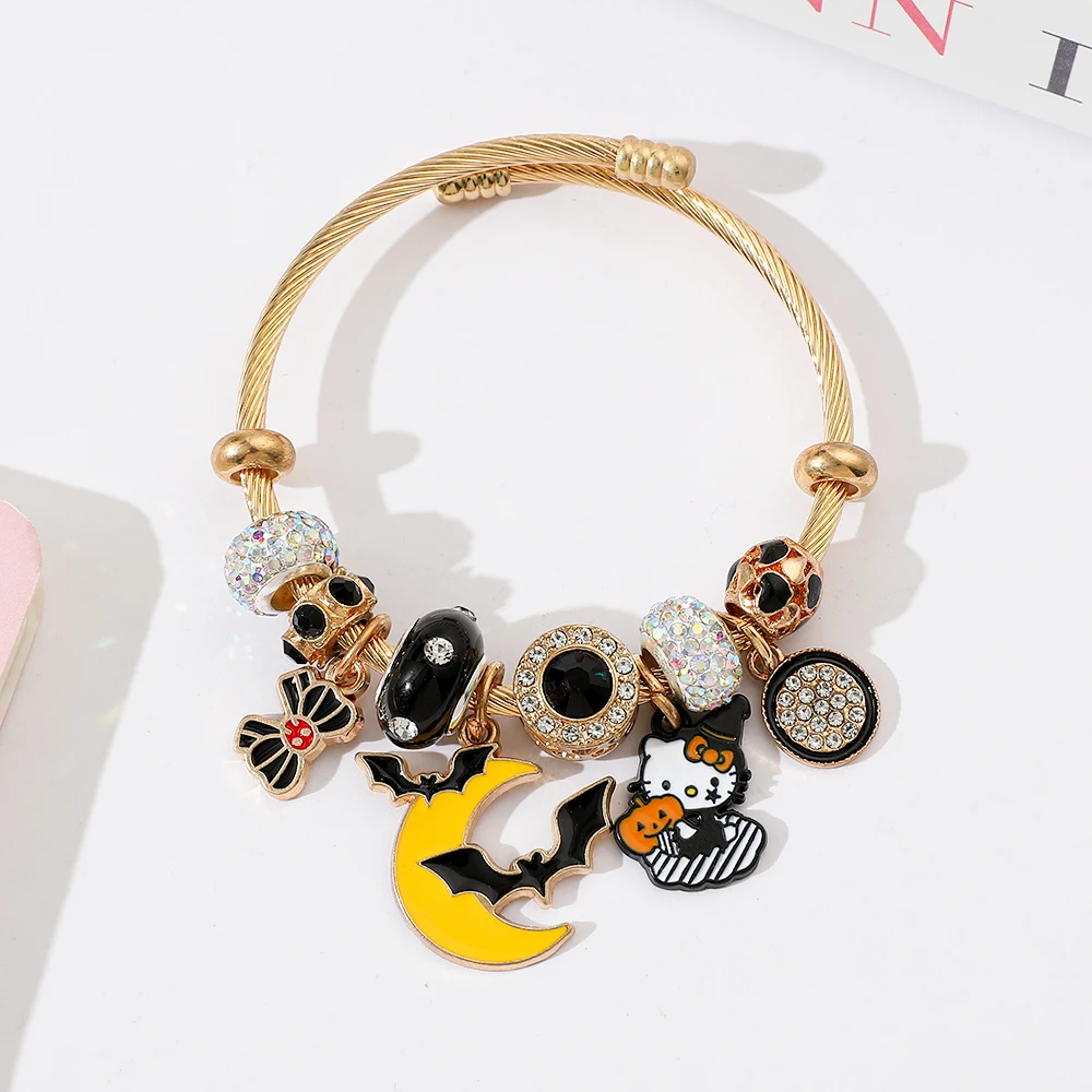 Sanrio süße Cartoon Hello Kitty kreative Mode Halloween Armband Kt Hut Katze Armband Mond Fledermaus Anhänger Perlen Armband