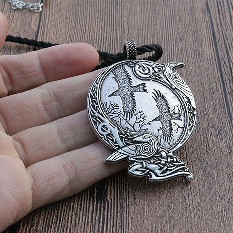 Ancient Norse Odin King of The Gods: Celtic Mountain Raven Necklace Ancient Pendant Men's Jewelry