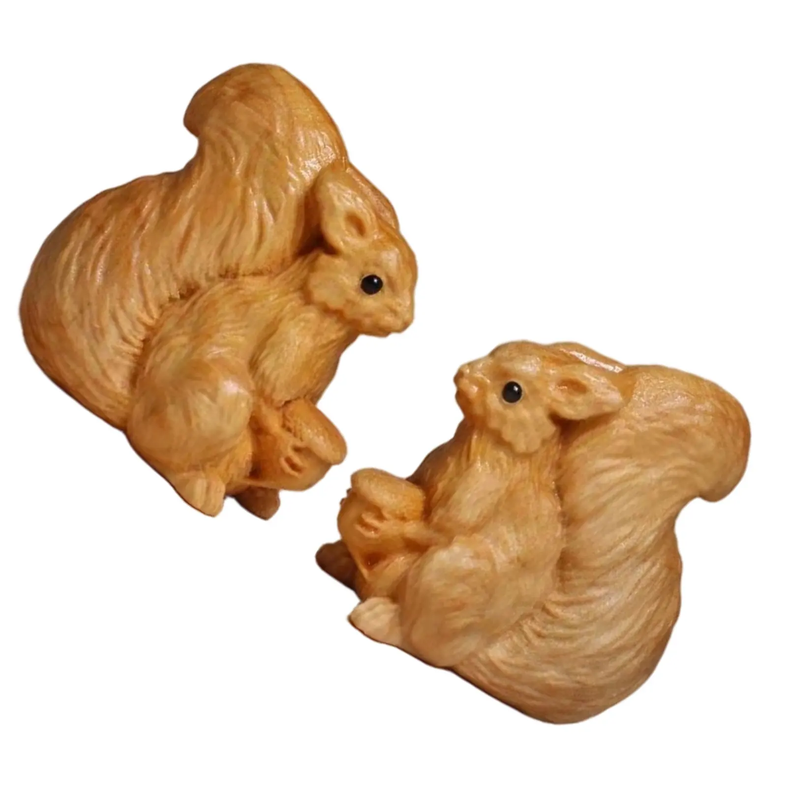 

Набор из 2-х деревянных скульптур белок ручной работы, миниатюрные фигурки животных, 1,8 дюйма, для декора рабочего стола и полок, имитация белки, для интерьера