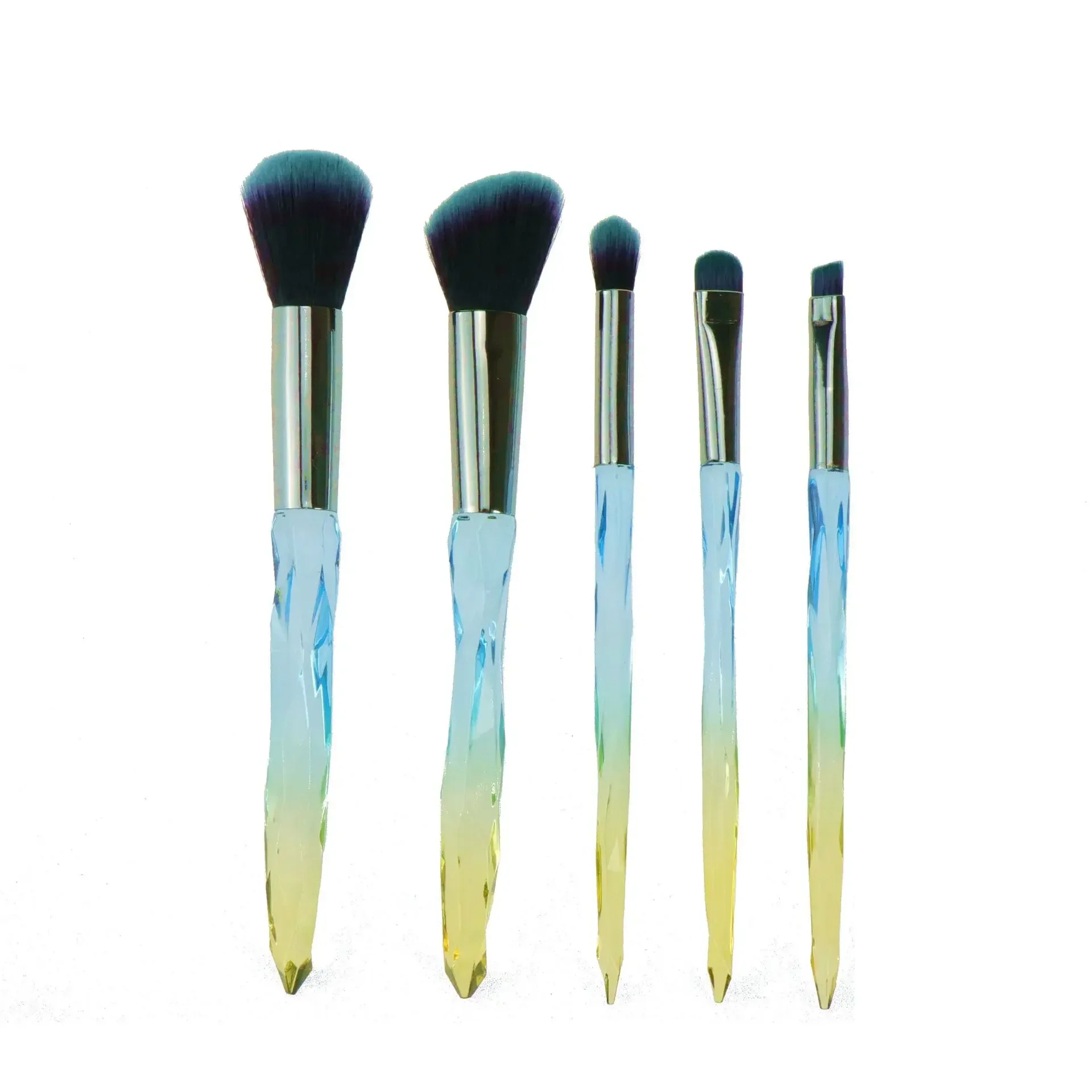 5 Pcs Makeup Brushes Set Professional Crystal Transparent Handle Eye Shadow Blusher Contouring Foundation Beauty Make Up Tools