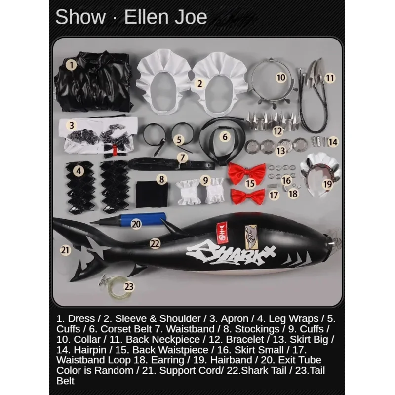 CyZenless Zone Zero alta calidad Ellen Joe Cosplay peluca vestido de sirvienta uniforme cola Victoria limpieza fiesta de Halloween mujeres Outfi