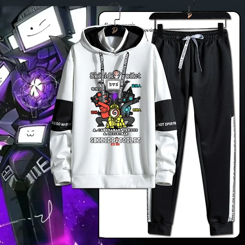 トイレマンとタイタンズ-モニターマン-サウンドマン-テレビマン-パーソナリティ-スウェットシャツセット-秋冬ファッション服-長袖パンツ