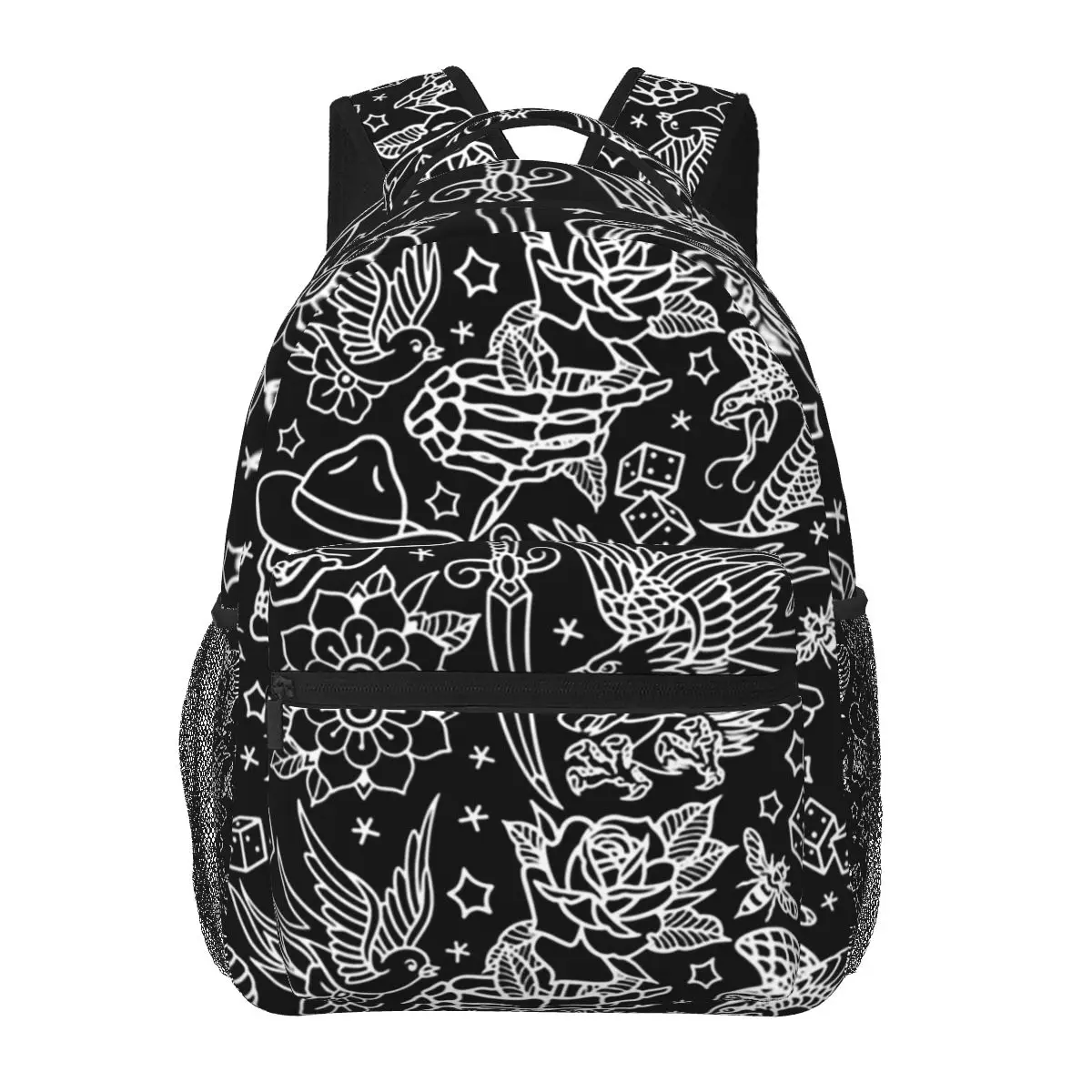 American Traditional Tattoo Flash Print Backpacks Boys Girls Bookbag Children School Bags Rucksack Shoulder Bag Large Capacity