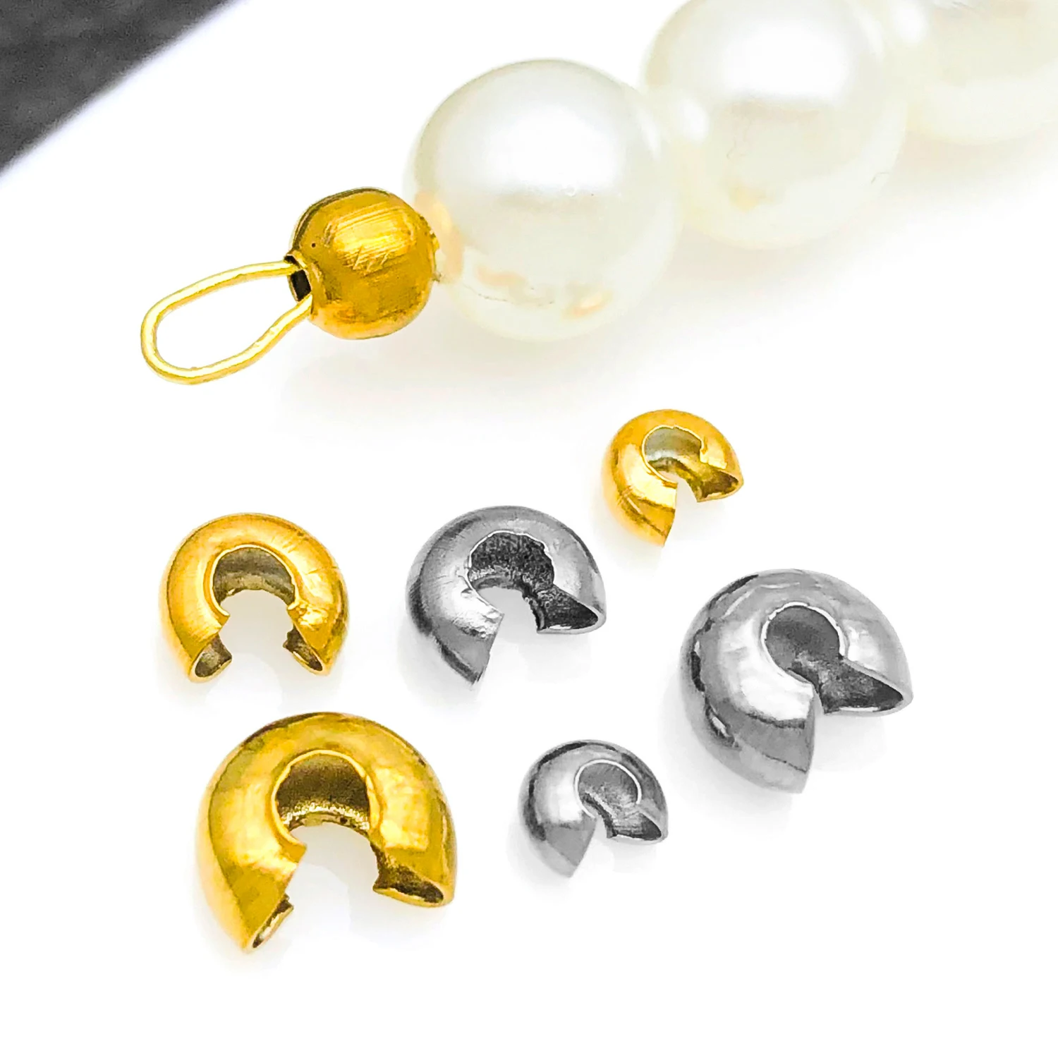 Crimp Bead Covers Stainless Steel Open Round Jewelry Findings For DIY Handmade Craft Ornament & Bracelet Making Accessories