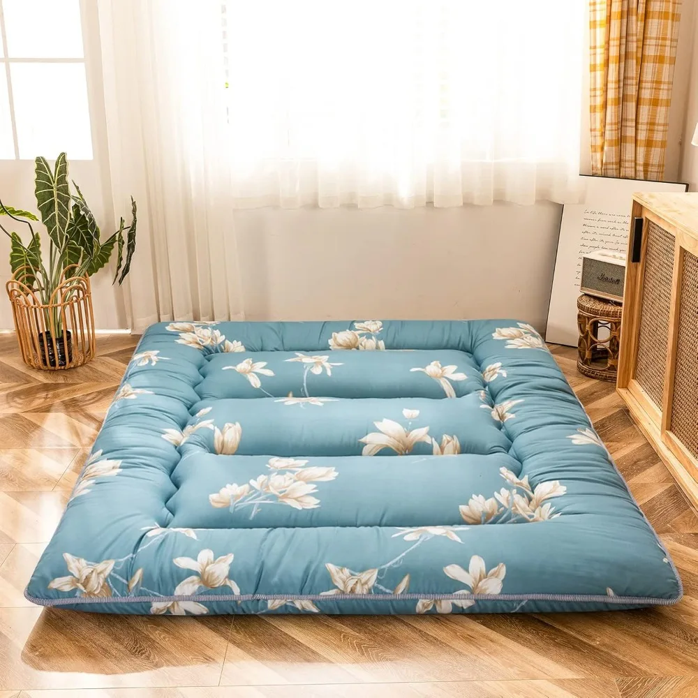 Floral Printed Rustic Style Japanese Floor,Futon Mattress for Adults Foldable Roll Up Camping Mattress Floor Lounger Bed Couches