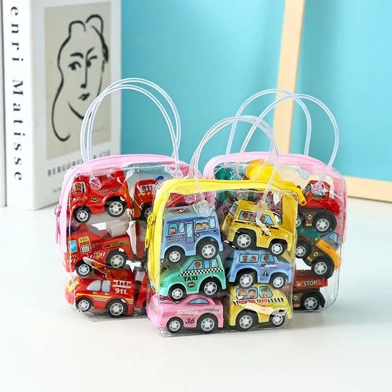 6 pièces retirer modèle de voiture jouets véhicule Mobile camion de pompier modèle de Taxi enfant Mini voitures garçon moulé sous pression jouet cadeau pour les enfants