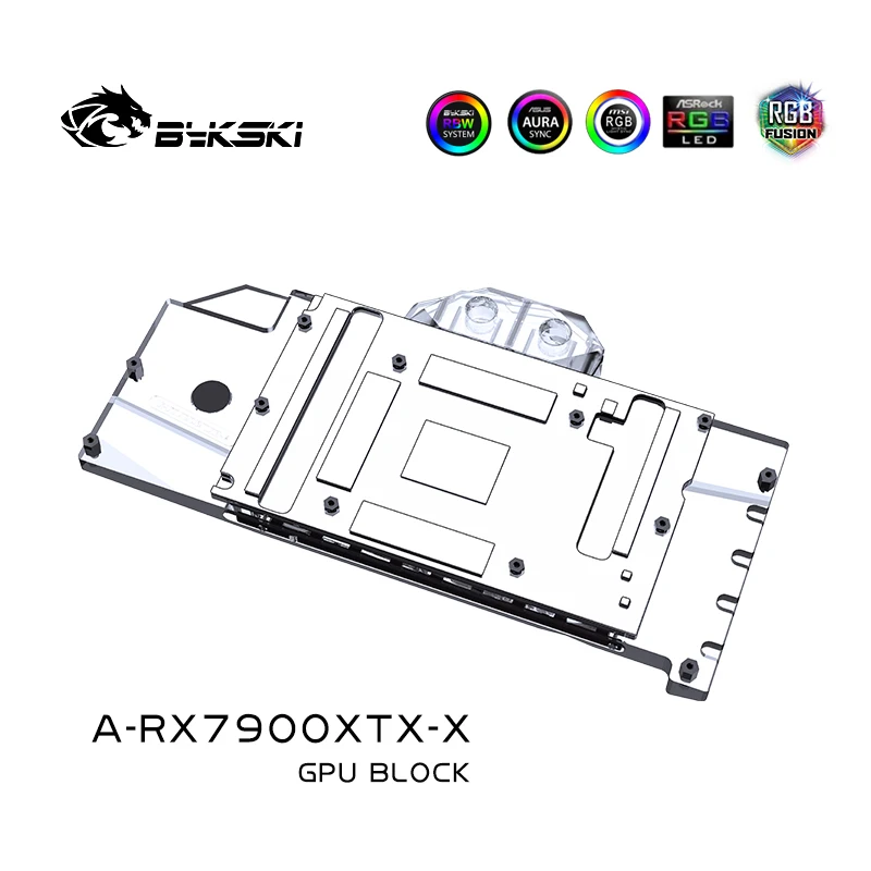 Bykski GPU bloc de refroidissement personnalisé pour AMD Radeon RX 7900 XTX PC refroidisseur d'eau à couverture complète, A-RX7900XTX-X