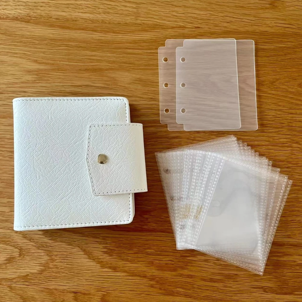 

Small Binder 3 Ring Sleeves PU Leather Photocard Binder 1Pocket Kpop 3 Inch Photo Album Collection Book with Clear Page Sleeve