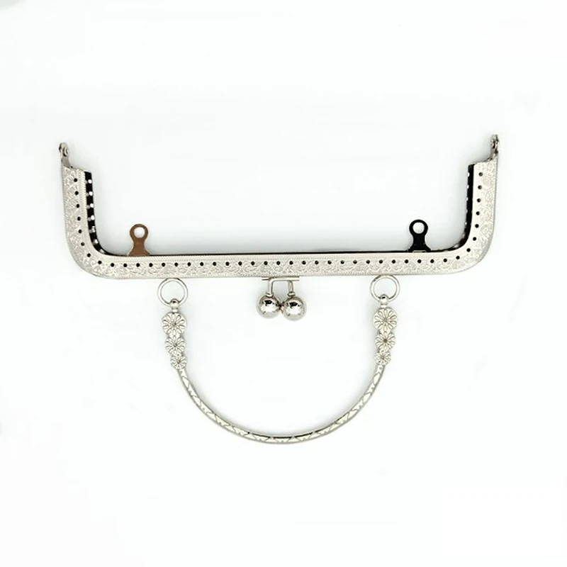 20CM Square Embossing Wrist Metal Kiss Clasp Frame For Bags Flower Handle Sewing Hardware Handbags Accessories