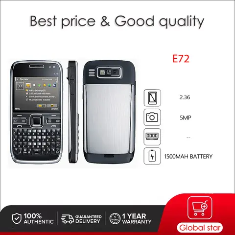 Original desbloqueado E72 5MP cámara Bluetooth WI-FI altavoz teléfono ruso árabe hebreo teclado hecho en Finlandia