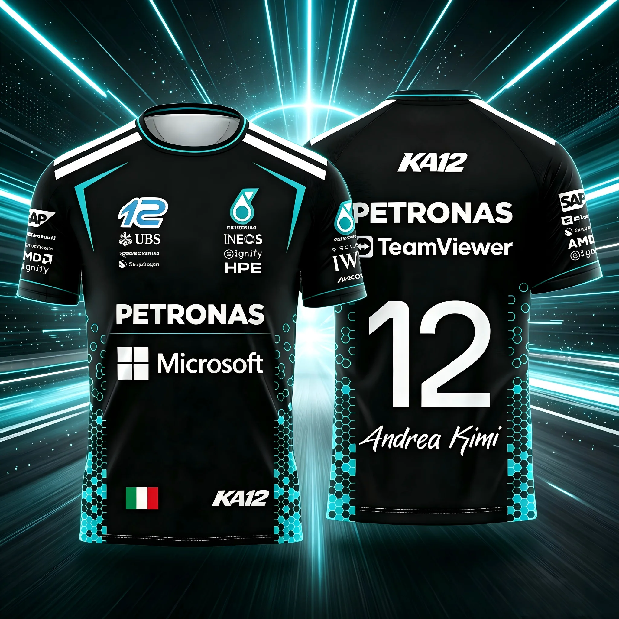 New 2026 Kimi Antonelli and George Russell Racing Fan Men's T-Shirt, 2026 New Outdoor Sports Breathable Family Matching Clothing