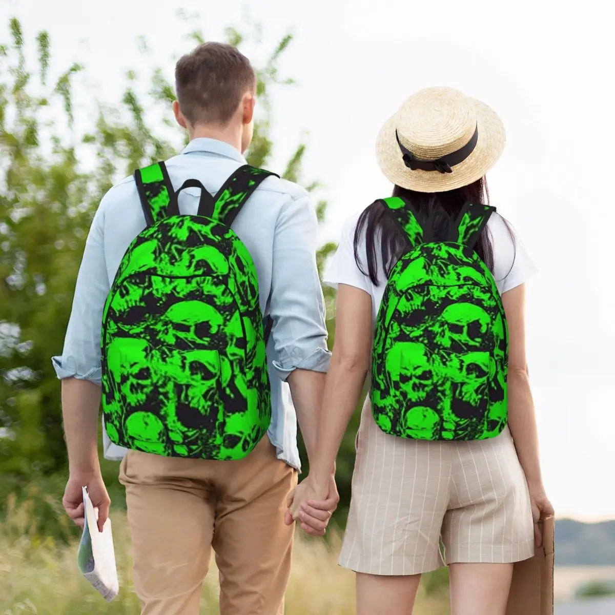 Ghost Skull Luminous Horror Night Halloween Student Backpack School Bag Hiking Travel Daypack for Kids Bookbag Shoulder Bags