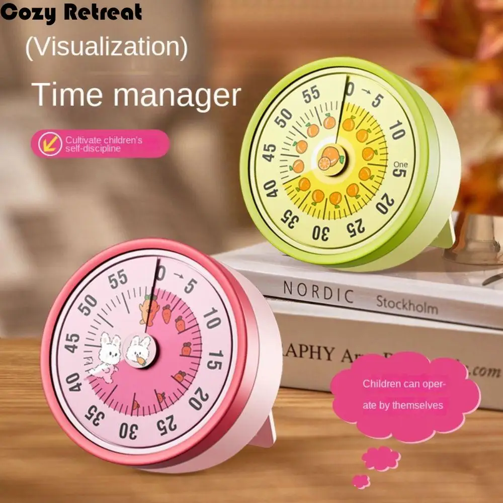 

60-Minute Visual Timer Stopwatch Alarm Clock with Stand Mechanical Timer Magnet Self-discipline Countdown Clock Classroom Baking