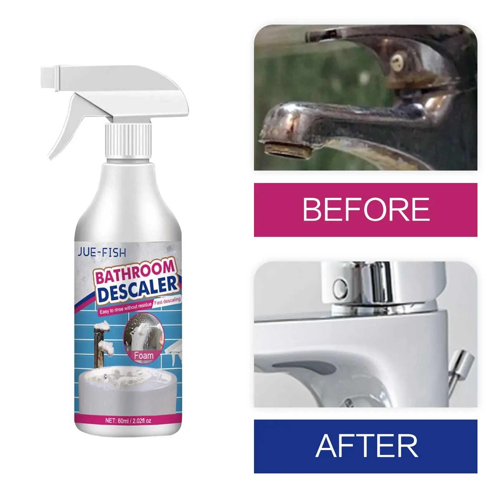 

Bathroom Descaling Spray Powerful Remove Stubborn Stains Shower Head Rust Removal Bathtubs Dirt Cleaning Toilet Cleaner Spray