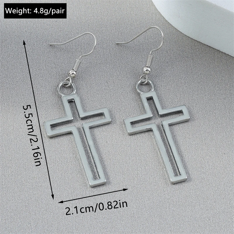 Punk Gothic Übertriebene Lange Metall Kreuz Tropfen Ohrringe für Frauen Mädchen Party Urlaub Schmuck Zubehör – Detail 13