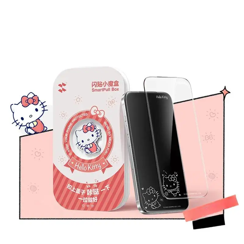 2-delige set Kawaii Cartoon Kt Kat Onzichtbare Schermbeschermer voor iPhone 17 Pro Max 16 15 14 13 Cinnamoroll Kuromi Gehard Glas - afbeelding 2