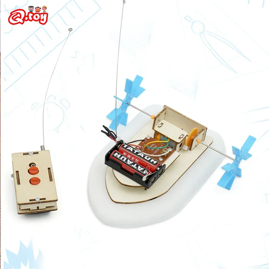 

DIY Boat Model Science Toys Kids STEM Electric Educational Teaching Kit 3D Assemble Wooden Boat Toy Scientific Experiment Kit