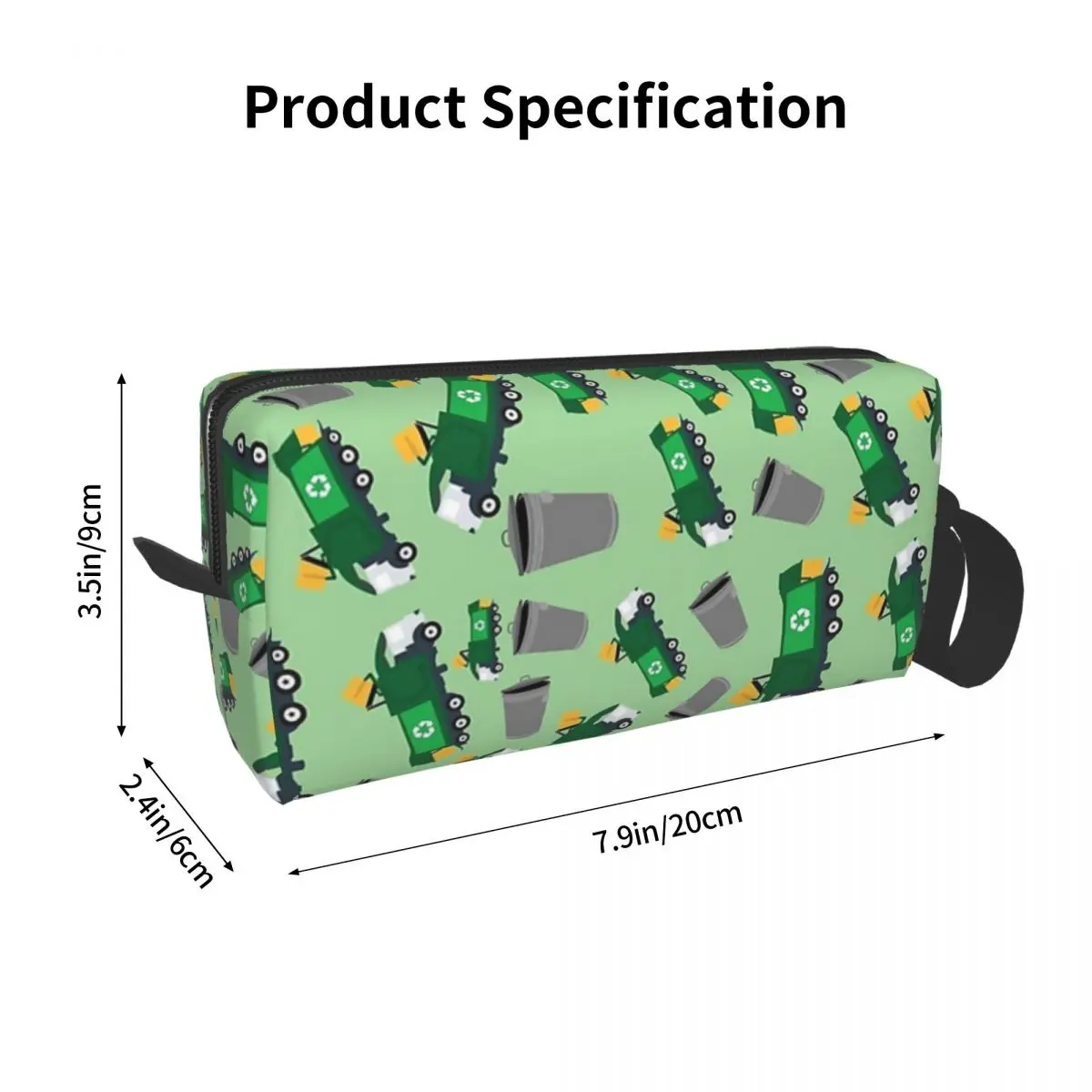 Recycling Garbage Truck Pattern Makeup Bag Cosmetic Storage Dopp Kit Toiletry Cosmetic Bag for Women Beauty Travel Pencil Case